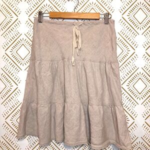 allen allen Linen Tiered Midi Skirt Size S Ruffle boho cottage beach coastal USA